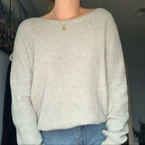 Waffle texture sweater with back detailing